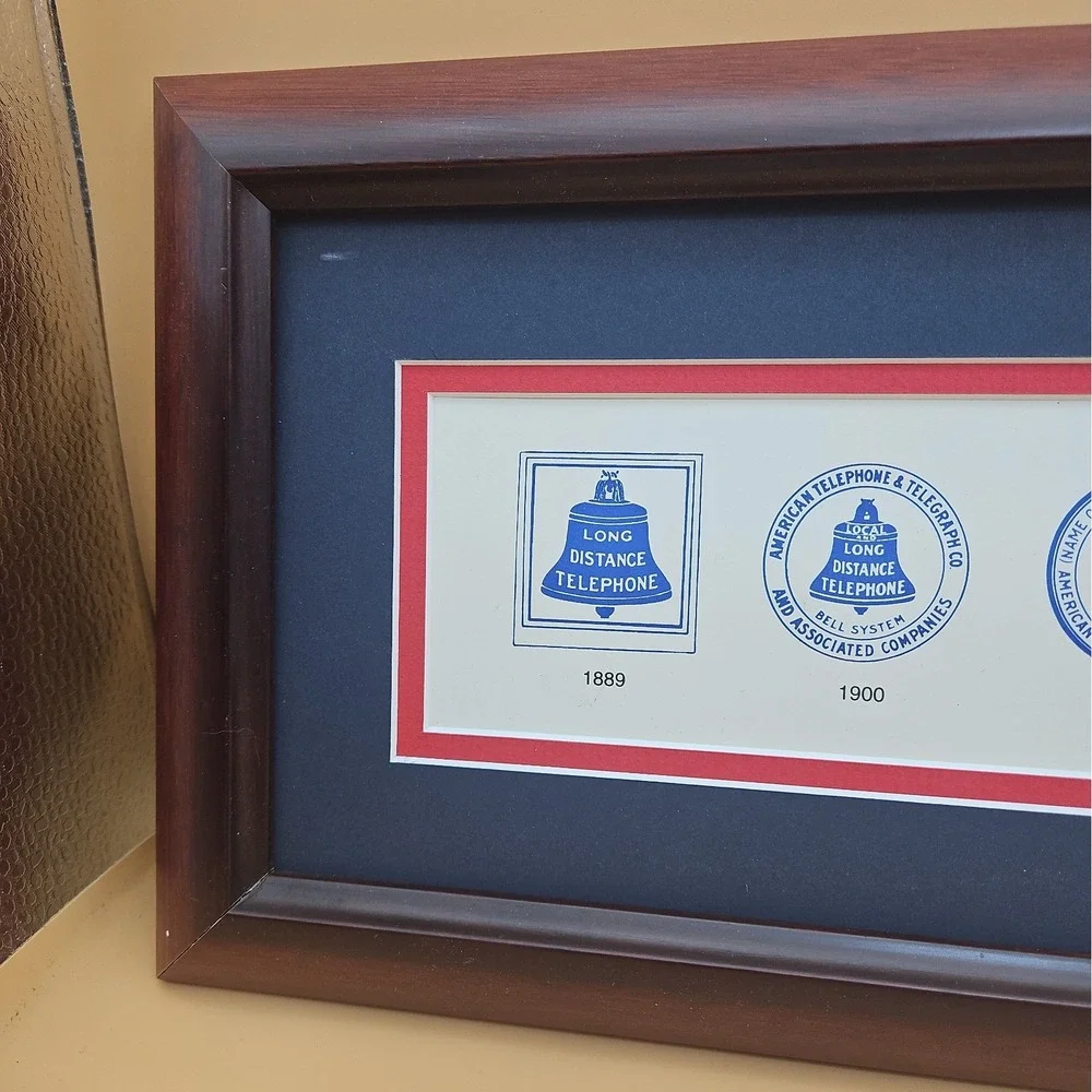Vintage Bell System Logo Evolution Framed Art Print AT&T Telephone History Sign